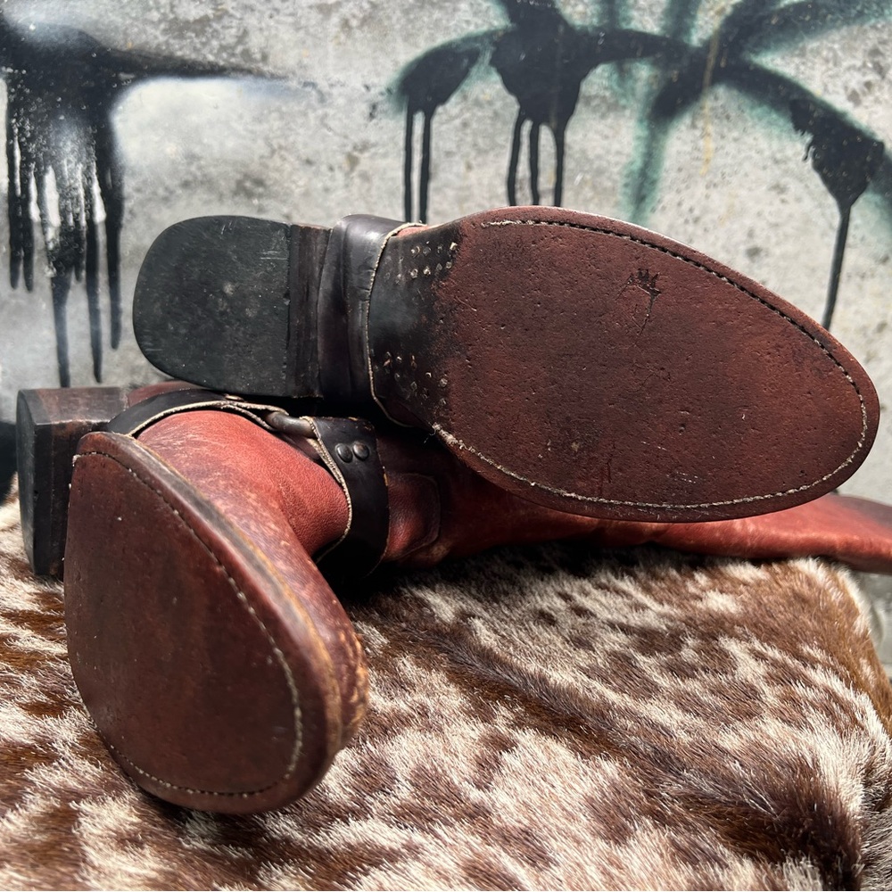 FREEBIRD PHILLY Tall Harness Boots in Distressed Rust Cowgirl - Picture 14 of 16